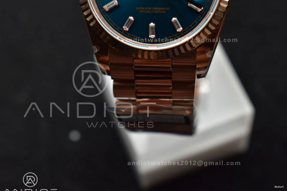 with 36 Stick Diamond Steel RG Bracelet President vr3255 Dial Best 904L QF DayDate (Gain Weight) on V5 Edition Blue 0223